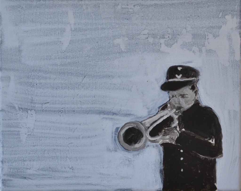 the trumpet man 2016, 24 x 30 cm acrylverf op doek €850,-